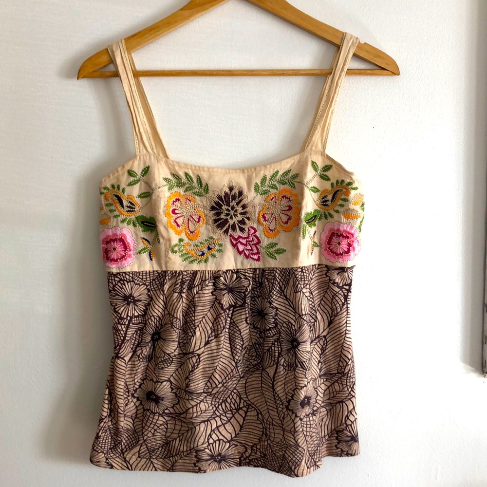 Anthropologie Embroidered Tank